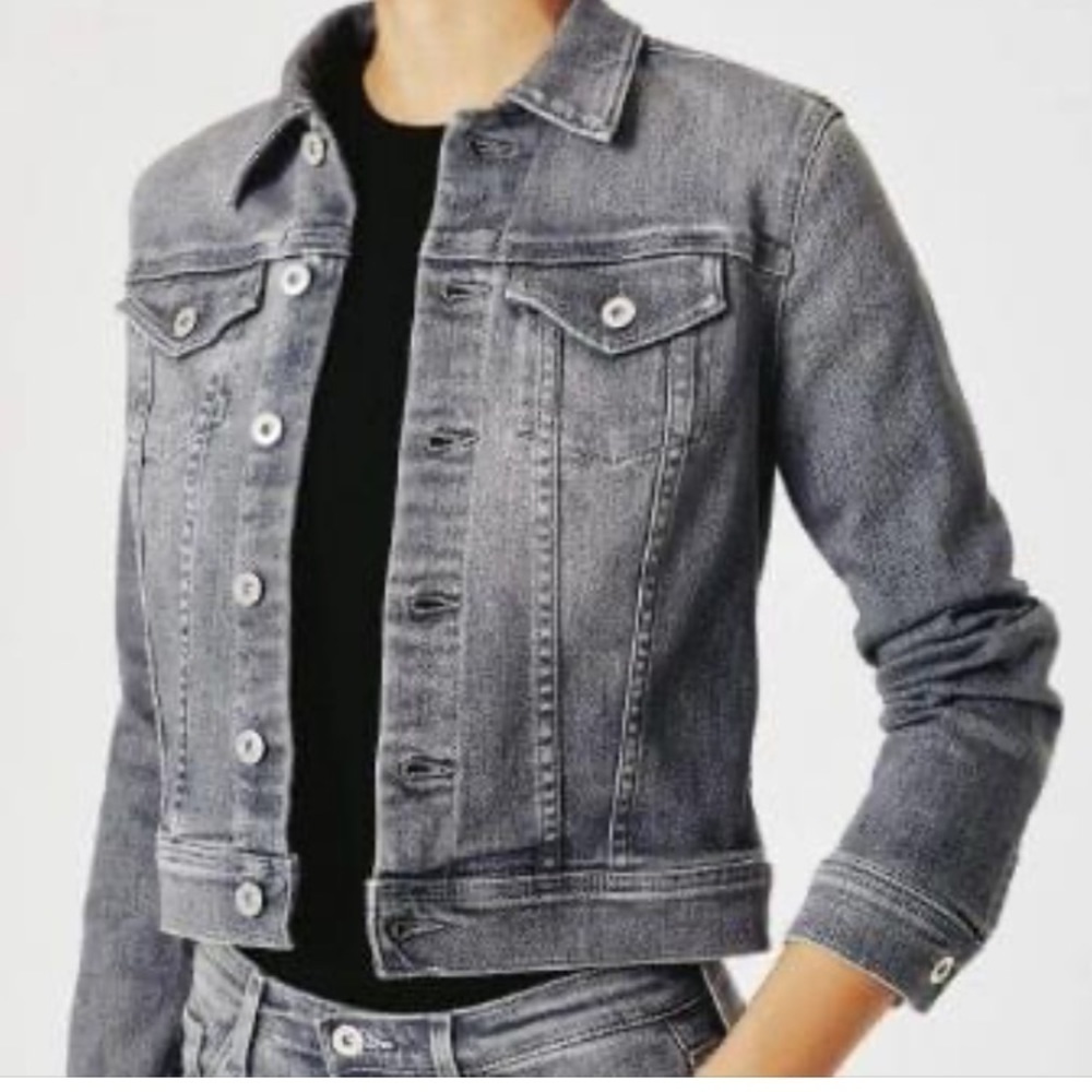 Ag Adriano Goldschmied Robyn Jean Jacket Dark Gray Slim Pockets Sz Xs New